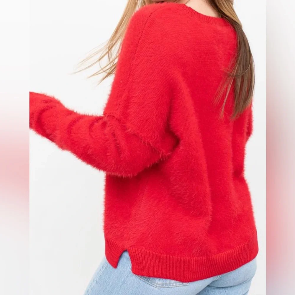 SANCTUARY FLUFF IT UP SWEATER ROUGE Size M - Picture 4 of 14
